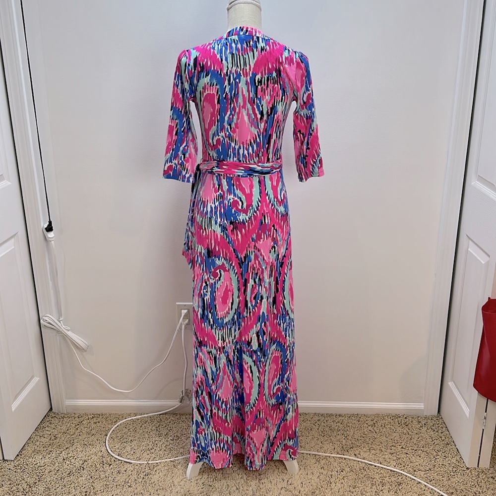 Lilly Pulitzer Marvista Wrap Maxi Dress S Free Spirit Stretch Resortwear Beachy - Picture 2 of 14